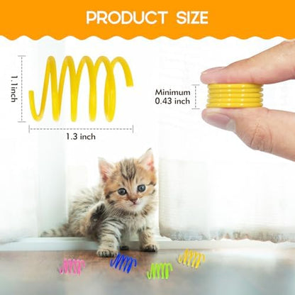 Kerros 60 Pack Plastic Cat Springs Toys for Indoor Cats,4 Colors