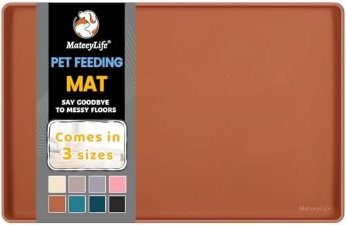 MateeyLife Silicone Cat & Dog Food Mat for Floors Waterproof, Anti-Slip Dog Bowl Mats for Food and Water, Pet Feeding Mats with Lip to Prevent Spills, Pet Placemat for Messy Drinkers to Protect Floors
