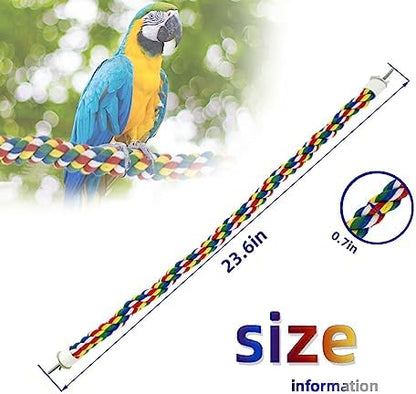 23.6 Inches Colorful Rope Perch for Bird Bungee Climbing Swing Parrot (Pack of 2)