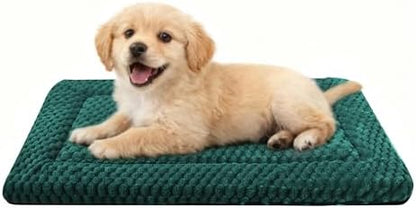Dog Bed Crate Mat, Soft Durable Washable Anti-Slip Kennel Pad for Dogs & Cats, Reversible (Dark Green, S(24"*18"*1.5"))