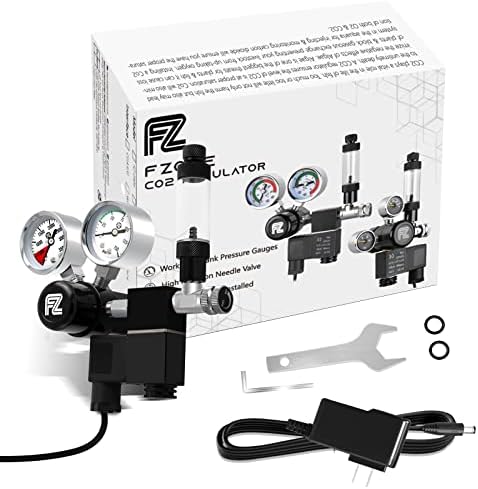 FZONE Aquarium Co2 Regulator DC Solenoid with Big Dual Gauge Display & FZONE Aquarium CO2 Neo Diffuser Large Size