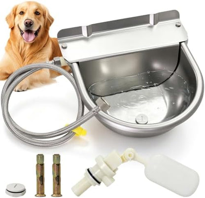 Automatic Horse Drinking Waterer Bowl,Upgrade Stainless Steel Farm Livestock Water Dispenser with Drain Hole and Float Valve for Horse,Dog, Chicken,Goat,Pig (B)