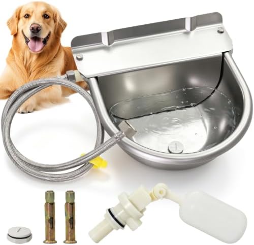 Automatic Horse Drinking Waterer Bowl,Upgrade Stainless Steel Farm Livestock Water Dispenser with Drain Hole and Float Valve for Horse,Dog, Chicken,Goat,Pig (B)