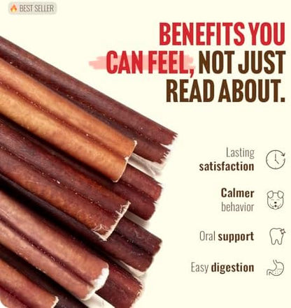 Natural Farm Jumbo Bully Sticks (6 Inch, 4 Pack), Odor Free, Extra-Thick Dog Chews - Fully Digestible 100% Beef Treats, Supports Dental Health, Keep Your Dog Busy with 50% Longer Lasting Chews