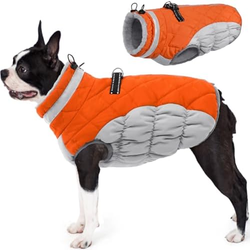 AOFITEE Dog Coats for Medium Dogs Waterproof Dog Winter Jacket with Harness
