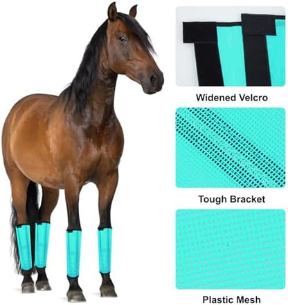 FOXLVDA Horse Fly Boots Set of 8 - Breathable Tough Mesh Equine Leg Wraps