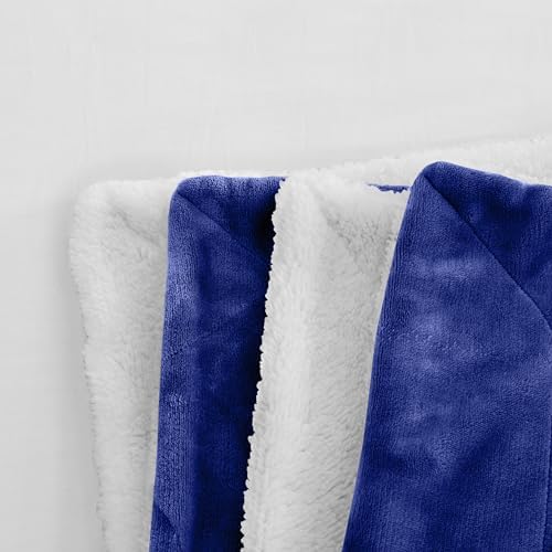 Elegant Comfort Reversible and Ultra-Plush Flannel Fleece Sherpa Throw- Lightweight Soft and Cozy- All Season Decorative Throw, Perfect for Lounging, 50 x 60 inches, Royal Blue