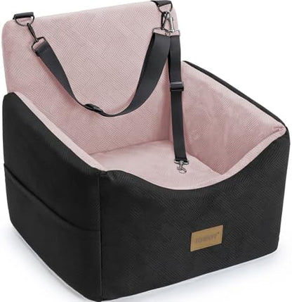 JOEJOY Dog Car Seats for Small Medium Dogs Under 35lbs, Dog Booster Seat with Detachable Washable Cover and Cushion, Memory Foam Pet Car Seat with Safety Belt and Storage Pockets (BP)