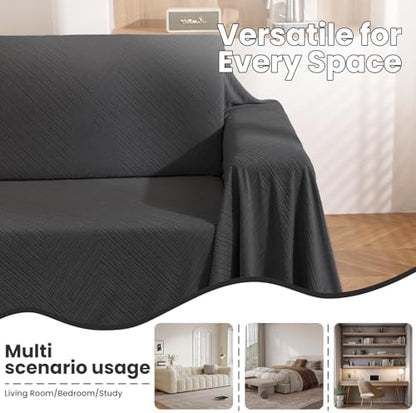 L Shaped Sectional Couch Cover 2 Piece, XXX-Large, Dark Grey