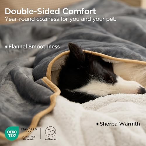 Bedsure Waterproof Blanket for Bed Soft Sherpa Fleece Throw, Twin-XL 90x66
