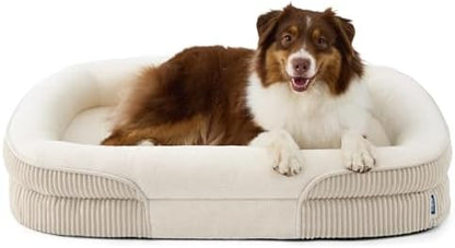 Bedsure LPlus 360°Oval Bolster Orthopedic Dog Beds Large Sized Dog,38" Beige