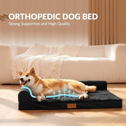 Patas Lague Orthopedic Large Dog Bed Washable Pet Sofa Bed 48''X30''Black