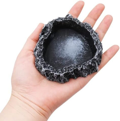 3 Pack Reptile Food Dish, Resin Hermit Crab Food & Water Bowl, Reptile Feeding Food Dish Kit, Tank or Aquarium Accessory, Suitable for Turtle Lizard Hermit Crab Snail Bearded Dragon Leopard Gecko