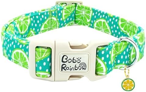 Summer Fresh Green Lime Print Dog Collar for Large Dogs