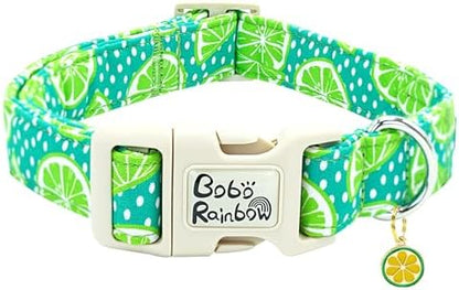 Summer Fresh Green Lime Print Dog Collar for Large Dogs