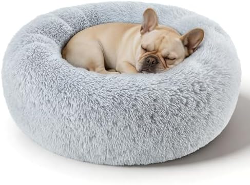 Small Dog Calming Beds Donut Washable Round Puppy Cat Bed Anxiety Dog Bed