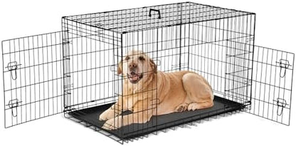 Sweetcrispy 48 Inch Dog Crate, Medium Large Dog Cage, Foldable Pet Kennel