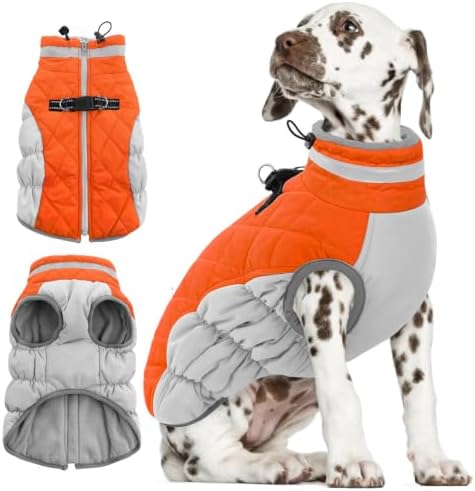 AOFITEE Dog Coat for Small Dogs Warm Waterproof Dog Jacket with Harness