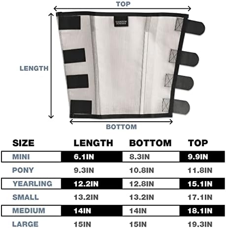 Harrison Howard Loose Fitting Fly Boots UV-Protective Extra Tough Mesh Ventilated Four Fasteners Stay-on Design Protect Horse Legs & Stomp-Reducing Set of 4 Silver Grey Yearling
