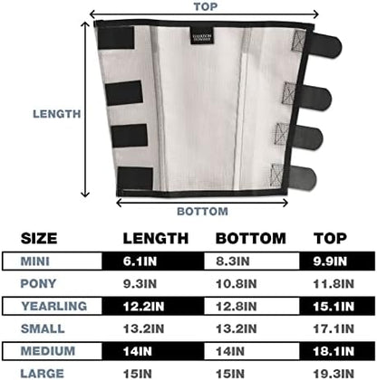 Harrison Howard Loose Fitting Fly Boots UV-Protective Extra Tough Mesh Ventilated Four Fasteners Stay-on Design Protect Horse Legs & Stomp-Reducing Set of 4 Silver Grey Yearling