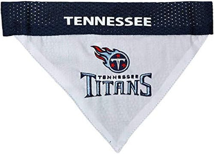 NFL DOG BANDANA - TENNESSEE TITANS REVERSIBLE PET BANDANA. 2 Sided Sports Bandana with a PREMIUM Embroidery TEAM LOGO, Large/X-Large. - 2 Sizes & 32 NFL Teams available