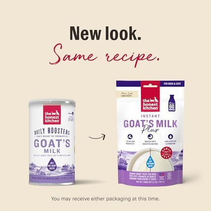 The Honest Kitchen Instant Goat’s Milk with Probiotics for Dogs and Cats, Human Grade Powder Drink Mix, Digestive Health Support, Food Topper or Treat, Just Add Water, 5.2 oz Pouch Makes 60 oz