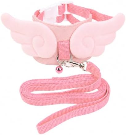 Ferret Harness and Leash Set for Adult Ferrets, Cute Angel Wing Small Animal Vest Harness, Adjustable for Ferrets Kittens Mini Dogs Pink1536-1