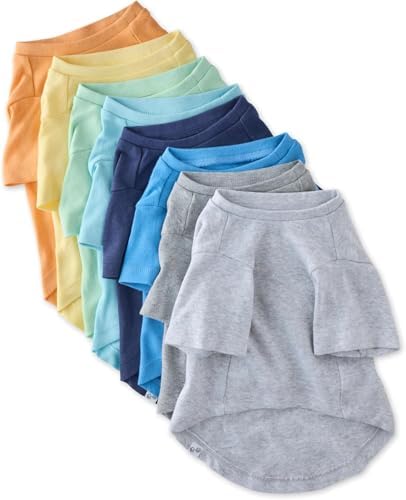 Pet Passion Toby II - The Perfect Tee, 8 Pack Short Sleeve Pet T-Shirt 100% Organic Cotton Tees Clothes for Small, Medium, Large Dogs, Rainbow Blue, XX-Large