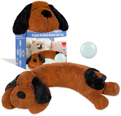 WEOK Puppy Heartbeat Toy for Separation Anxiety Relief, Heartbeat Stuffed Animal Anxiety Calming Behavioral Aid Plush Toy for Dogs Cats Pets