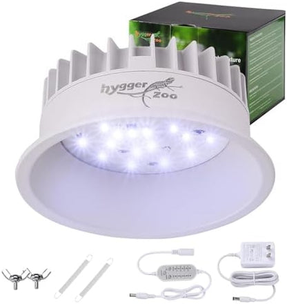 UVB Light for Reptiles, UVA UVB Reptile Light Fixture with Timer LED UVB Bulb for Bearded Dragon Gecko Turtle Chameleon Lizard Snake, Adjustable Brightness UVB Lamp for Reptile Tank Accessories, White