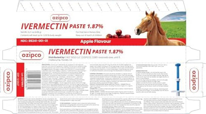 Ivermectin Horse Paste 1.87% | Apple Flavor – 6.08g Syringe for Equine Use Only Up to 1250 LB (24-Pack)