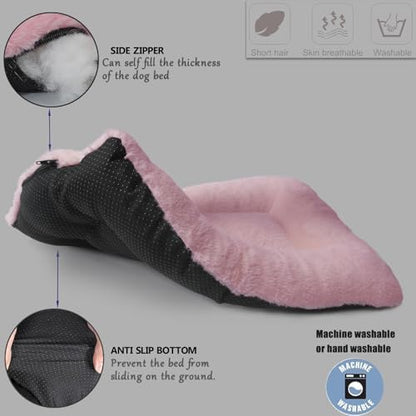 Pink Dog Bed for Crate or Cage 22 Inch for Extra Small Dogs,Soft Fluffy Comfy Cute Crate Beds Washable & Anti-Slip Pet Kennel Pad for Puppy and Cats Cozy Sleeping Mat, (22" x 13", XS-Baby)