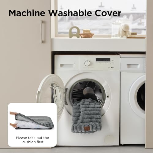 Bedsure ComfyFleece™ Fluffy Balanced Support Large Dog Bed for Crate,35x22