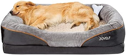 JOYELF XLarge Memory Foam Dog Bed, Orthopedic Dog Bed & Sofa with Removable Washable Cover and Squeaker Toy as Gift