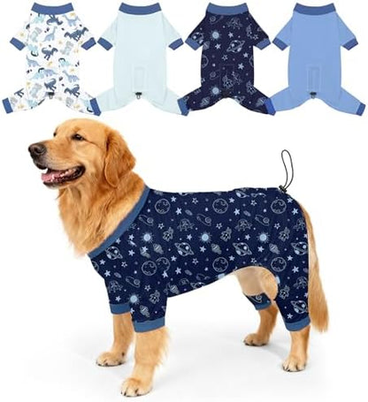 Bienbee Dog Pajamas, 4 Pack Adjustable Onesies for Small to Large Dogs 2XL