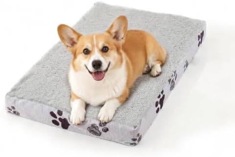 35"x22" Orthopedic Dog Bed for Crate Sherpa Pet Bed, Light Grey