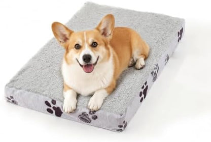 35"x22" Orthopedic Dog Bed for Crate Sherpa Pet Bed, Light Grey
