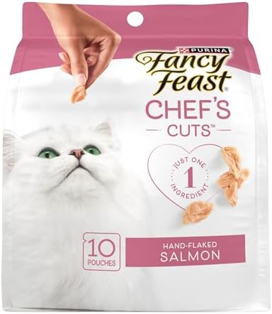 Purely Fancy Feast Natural Hand-Selected Flaked Salmon Entree Cat Treat - (5 Packs of 10) 1.06-Ounce Pouches