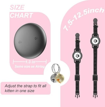 GPS Cat Tracker Collar (iOS & Android), No Month Fee Pet GPS Tracker Black