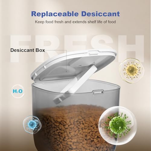 Automatic Cat Feeder, 3L Cat Food Dispenser with 10s Voice Recorder, Pet Feeder up to 8 Meals per Day, Timed Dog Feeder (White-Basic)