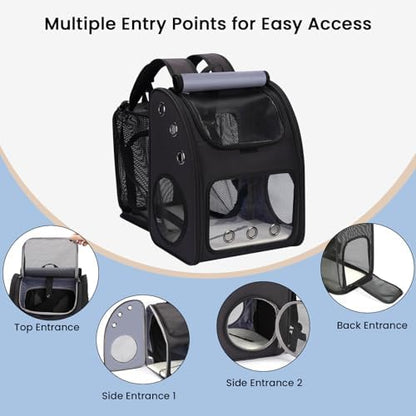 Expandable Cat Backpack Carrier for Small Cats & Pets Up to 18 lbs