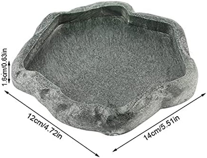 AYNEFY Reptile Food Water Rock Bowls,Resin Reptile Feeder Lizard Feeding Dish Amphibian Feeder Bowl Terrarium Decor for Bearded Dragons Leopard Gecko Frog Snake(Emerald