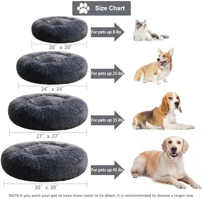 WNPETHOME Large Round Calming Dog Bed Cat Bed for Comfy Sleep