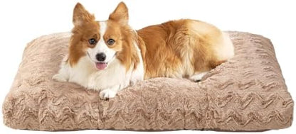 EHEYCIGA Washable Large Dog Bed for Crate, 35x23 Inch Pet Bed, Camel