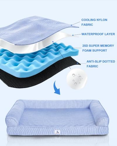Cooling Dog Bed Orthopedic Medium Size Dogs ＆ Instant Chill ＆Egg Crate Foam