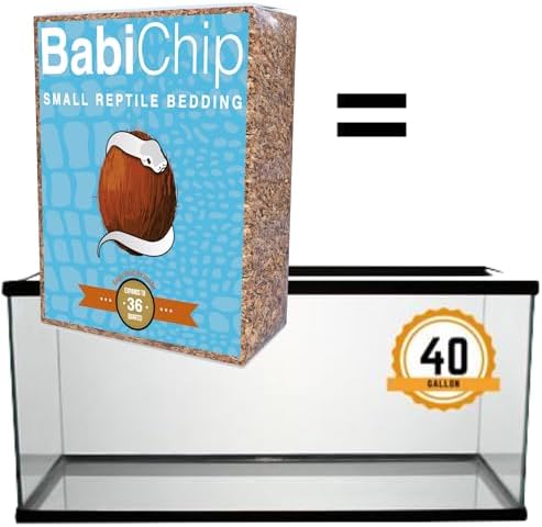 BabiChip Coconut Chip Substrate for Reptiles 4 Pack of 36 Quart Loose Small Sized Coco Husk Chip Bedding for Ball Pythons, Snakes, Tortoises, Geckos, Frogs, or Lizard Terrarium Tanks