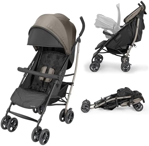 Ingenuity 3Dlite Jewel Convenience Stroller – Lightweight Folding Stroller with Car Seat Compatibility, Extra-Large Canopy & Storage