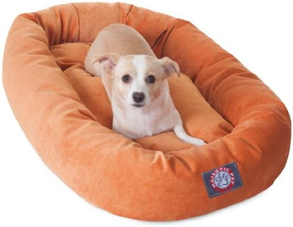 Majestic Pet Micro Velvet Dog Bed, 32 Inch Medium, Round, Washable, Orange