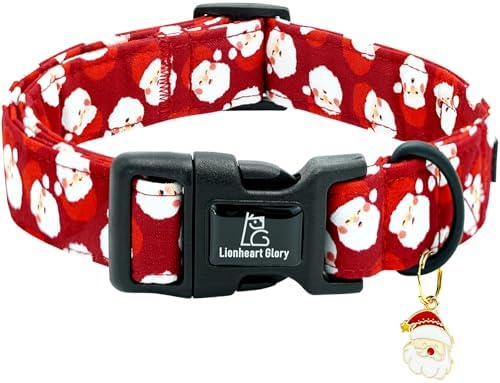 Lionheart Glory Christmas Dog Collar Red Santa Claus Dogs Collar - Adjustable Safety Soft Collars for Large Dogs Puppy Girl or Boy Xmas Pet Collars Holiday