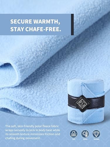 Horse Polo Wraps Upgrade with Bling Leg Wraps for Horses 4-Pack Fleece Leg Wraps Stable Supplies-Ice Blue L